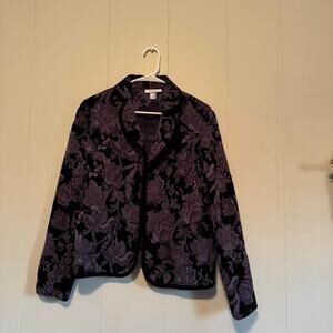 Dressbarn Vintage grandma purple & black button up jacket Women's medium